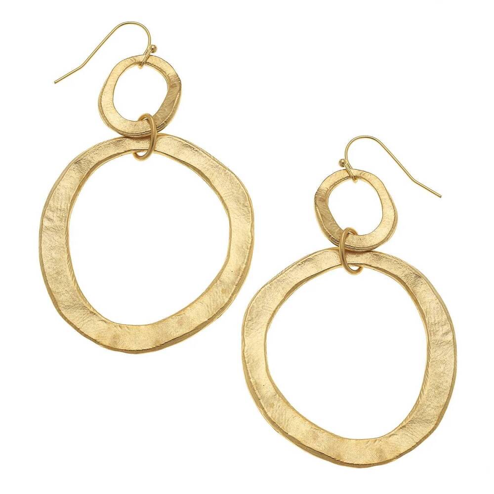 NEW SUSAN SHAW women's double earrings in gold